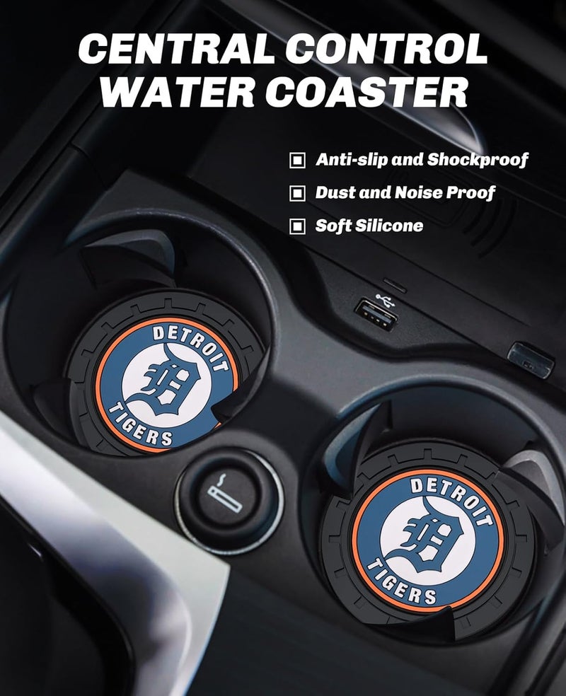 Kaleduo 2PCS Car Cup Holder Coaster,Auto Cup Holder Insert Coaster for Detroit Tigers Baseball Fans, Non-Slip Car Drink Holder Mat, Interior Accessories, Detroit Tigers - Image 2